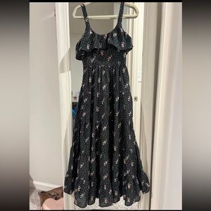 PAIGE Black/grey Floral Smocked Dress sz XS